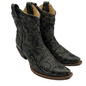 Corral Boots Womens Size 8.5 Ankle C2810 Black Lizard Western Cowgirl Leather